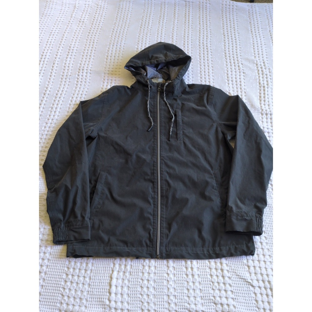 Marine Layer Alta Rain Waterproof Shell Jacket Hooded Size Large Gray Full Zip